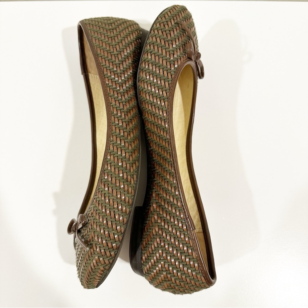 Vintage Coach and Four Classic Bow Woven Brown Loafers Slingback Ballet Flats - Picture 3 of 14